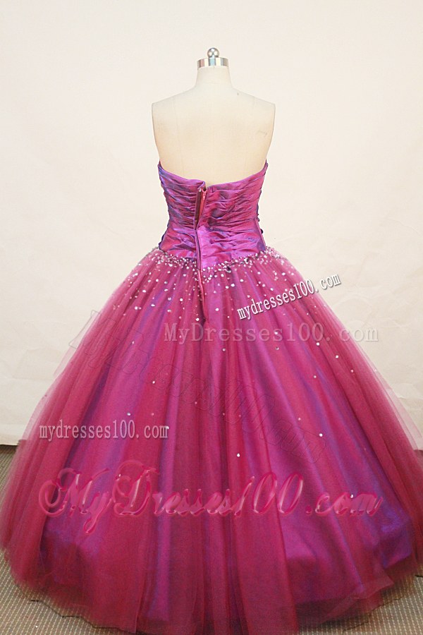 Simple Fuchsia Beading Ruche Puffy Quinceanera Dresses for City Girls